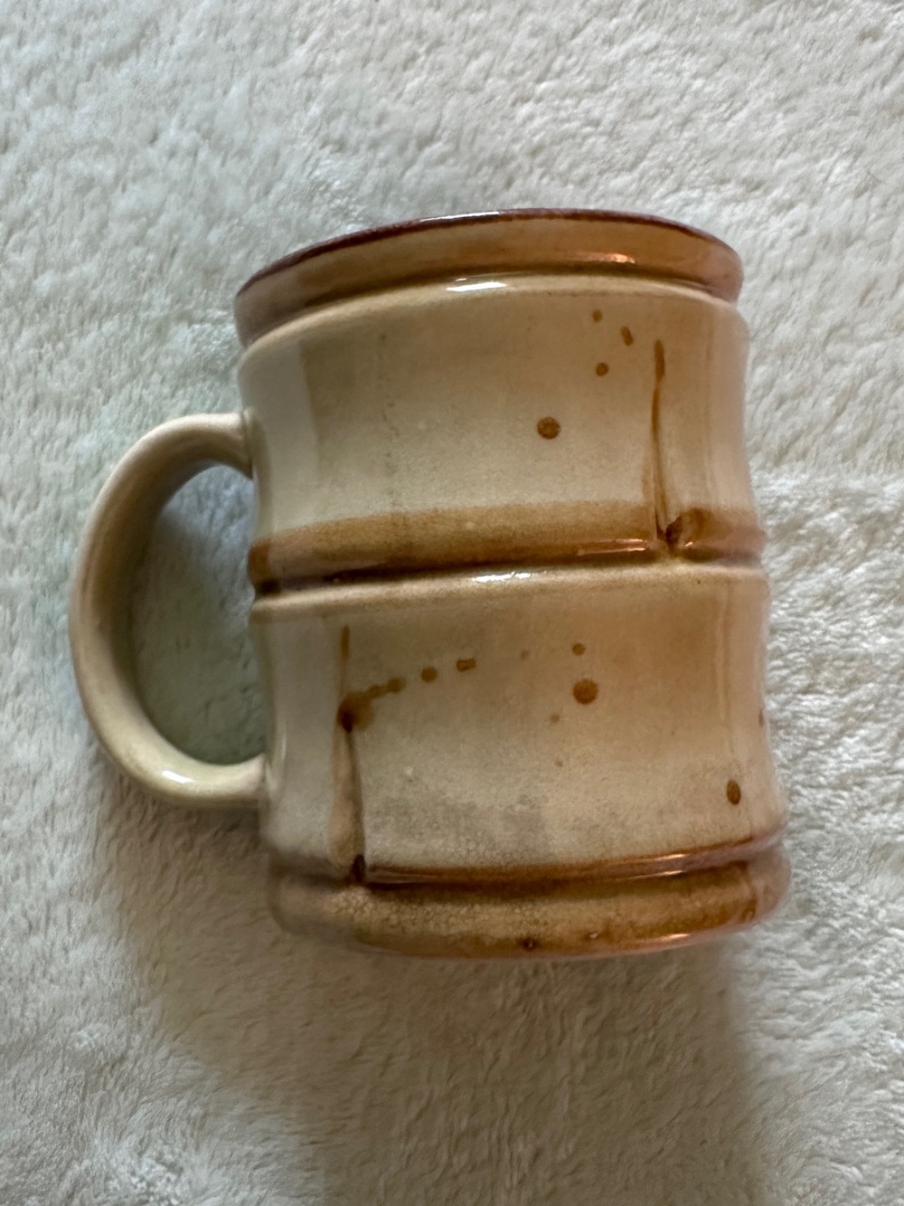 Vintage Capodimonte Ceramic Mug in Beige and Brown Glaze